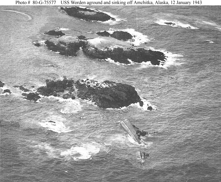 Worden sinking off Amchitka, Alaska, 12 January 1943