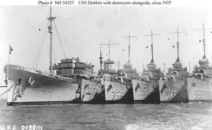 Destroyer tender with Worden, late 1930s