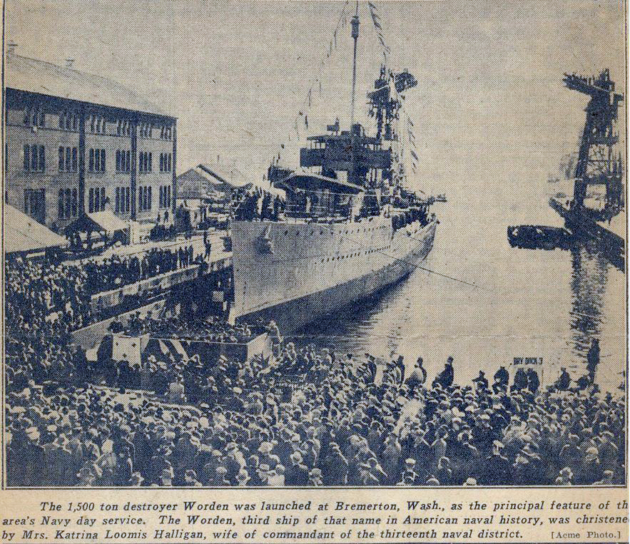 Launched Bremerton, Wash., 1934