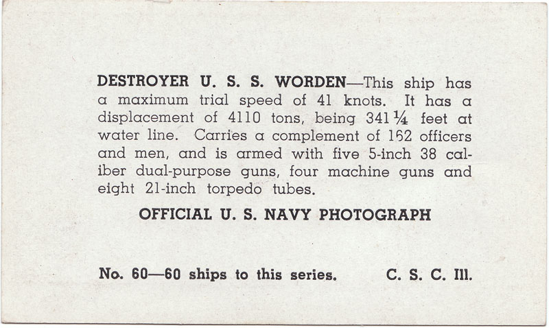 USS Worden (DD 352) circa 1942