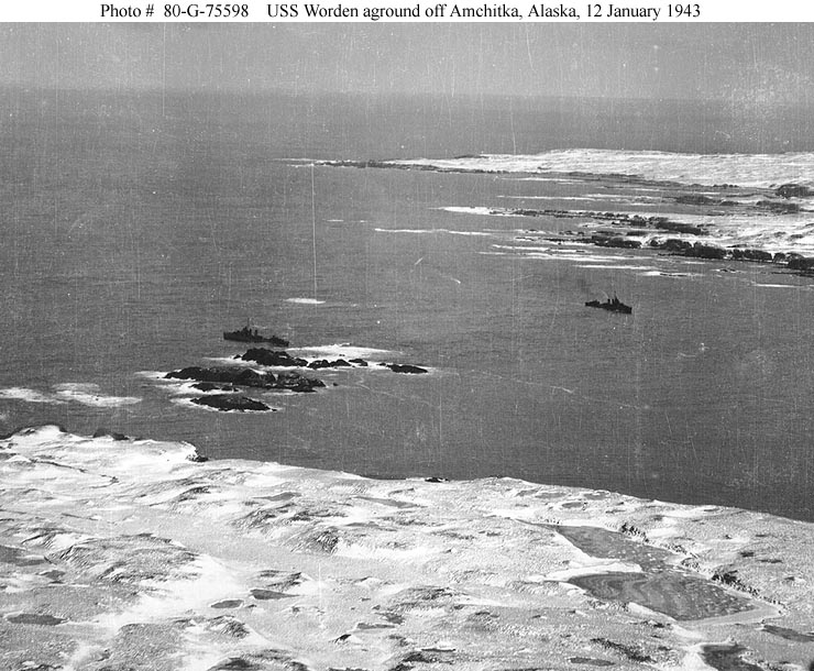 Worden sinking off Amchitka, Alaska, 12 January 1943